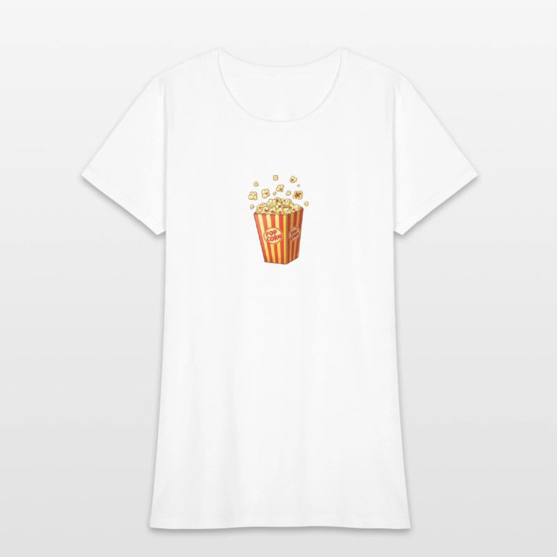 A popcorn box with little popcorn jumping out