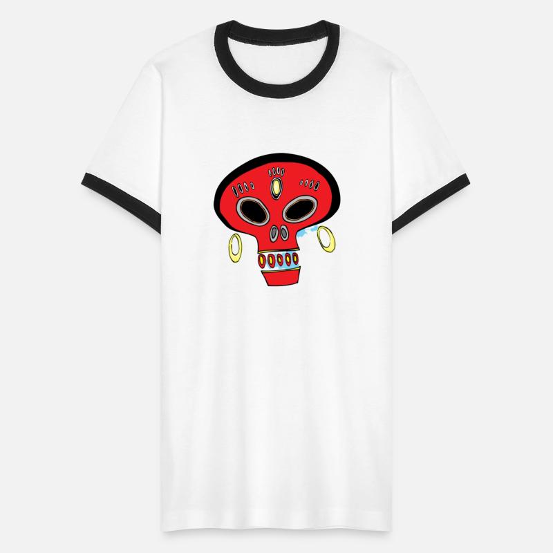 A skeleton, skull head, with earrings