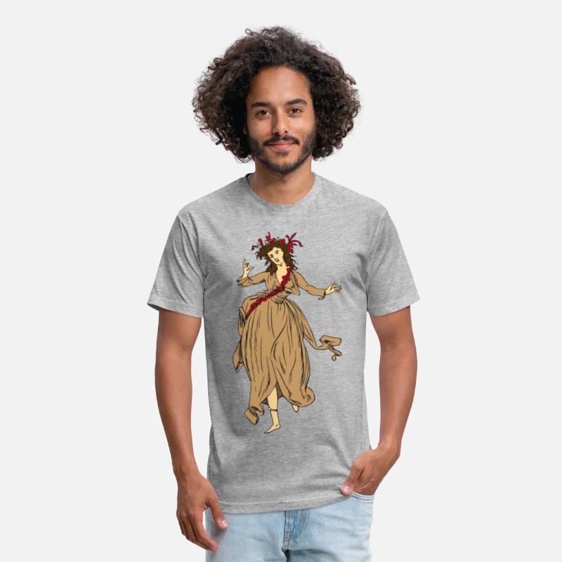 A woman in a dress with a flower crown on her head