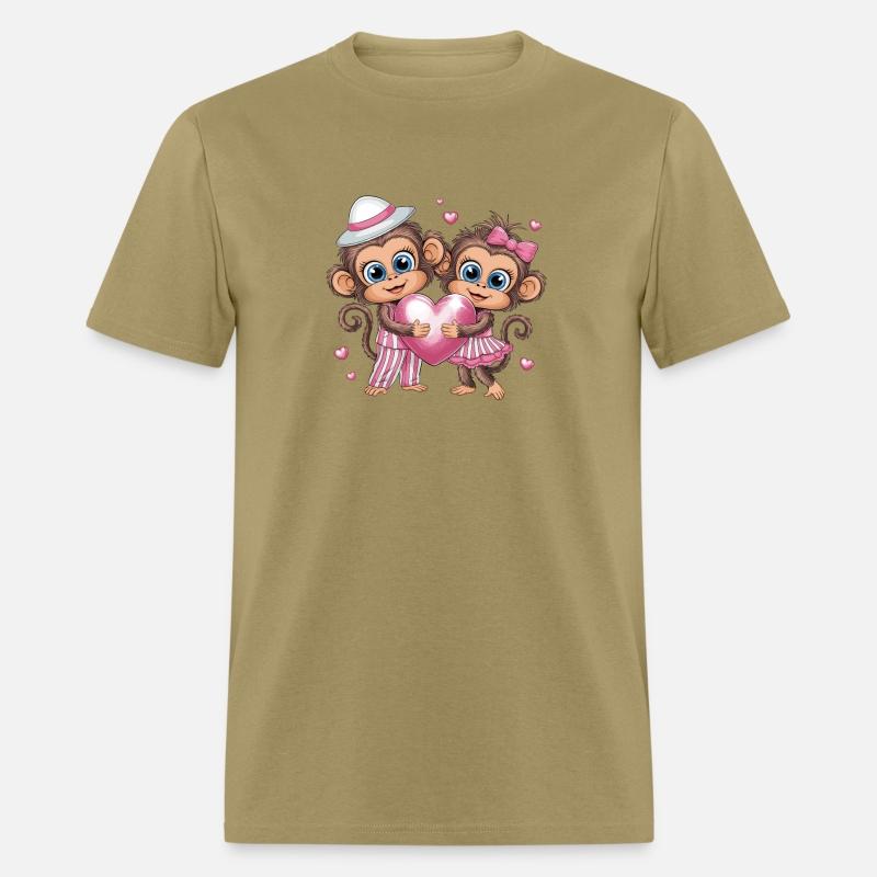 Adorable Monkey Couple with Heart and Pink Accents