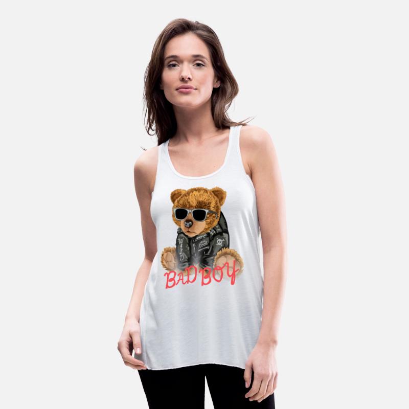 bad boy slogan with bear toy sunglasses