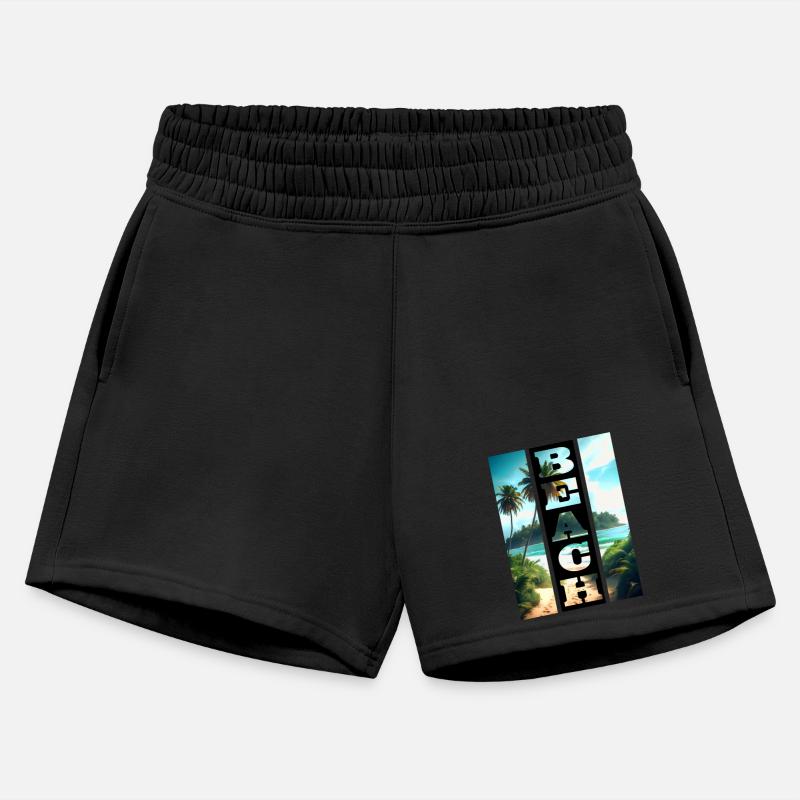 Beach motif with writing in the black bar