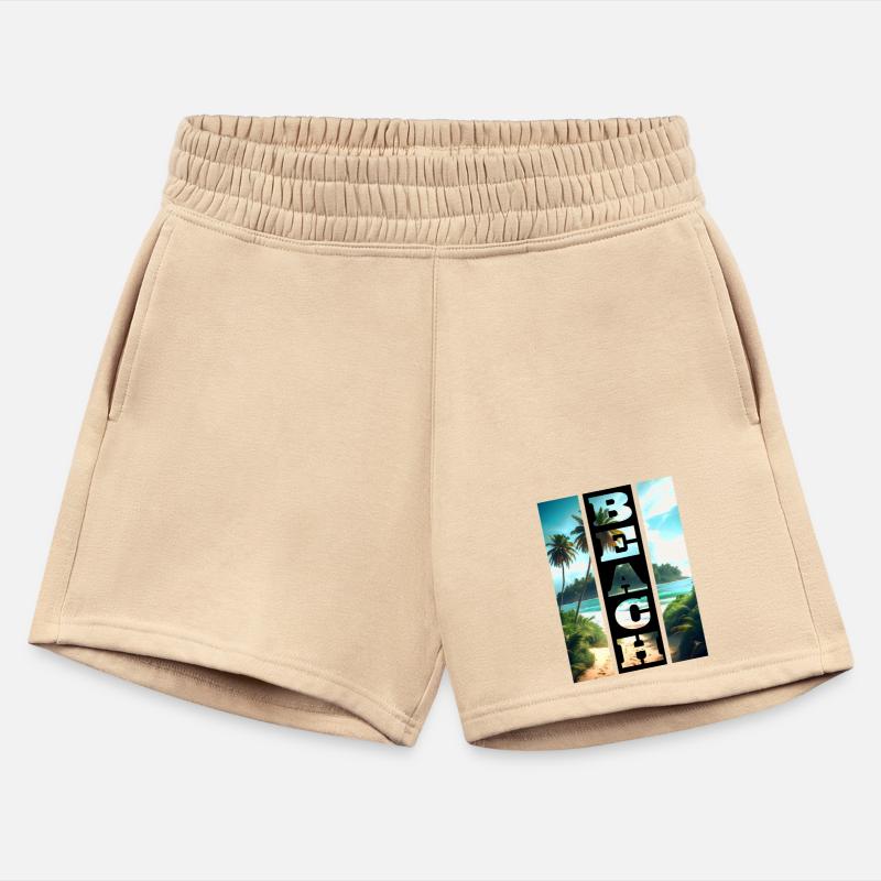 Beach motif with writing in the black bar