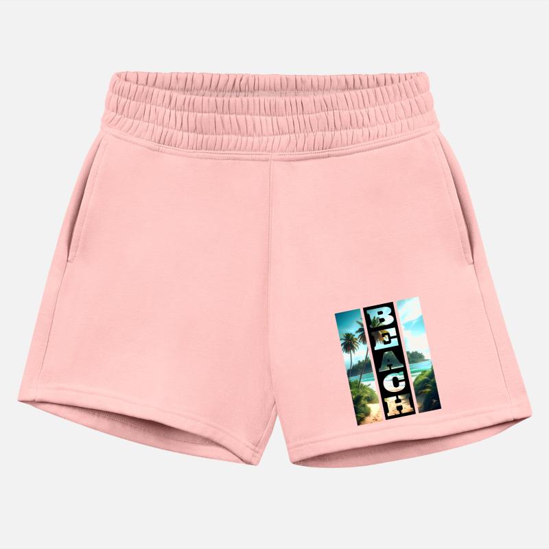 Beach motif with writing in the black bar