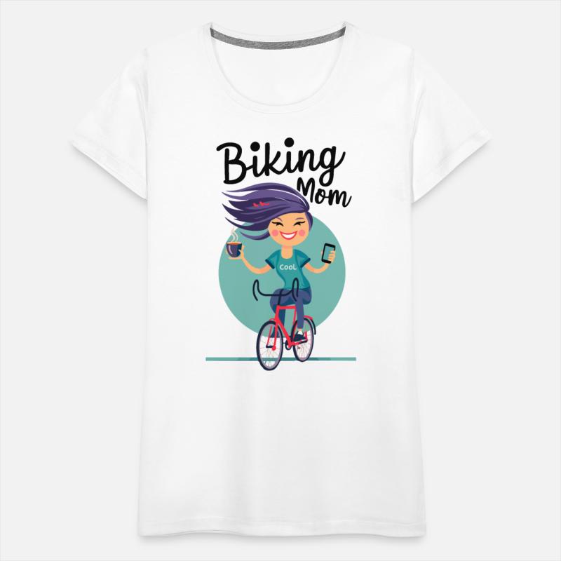 Biking MOM on bicycle - Mother's Day