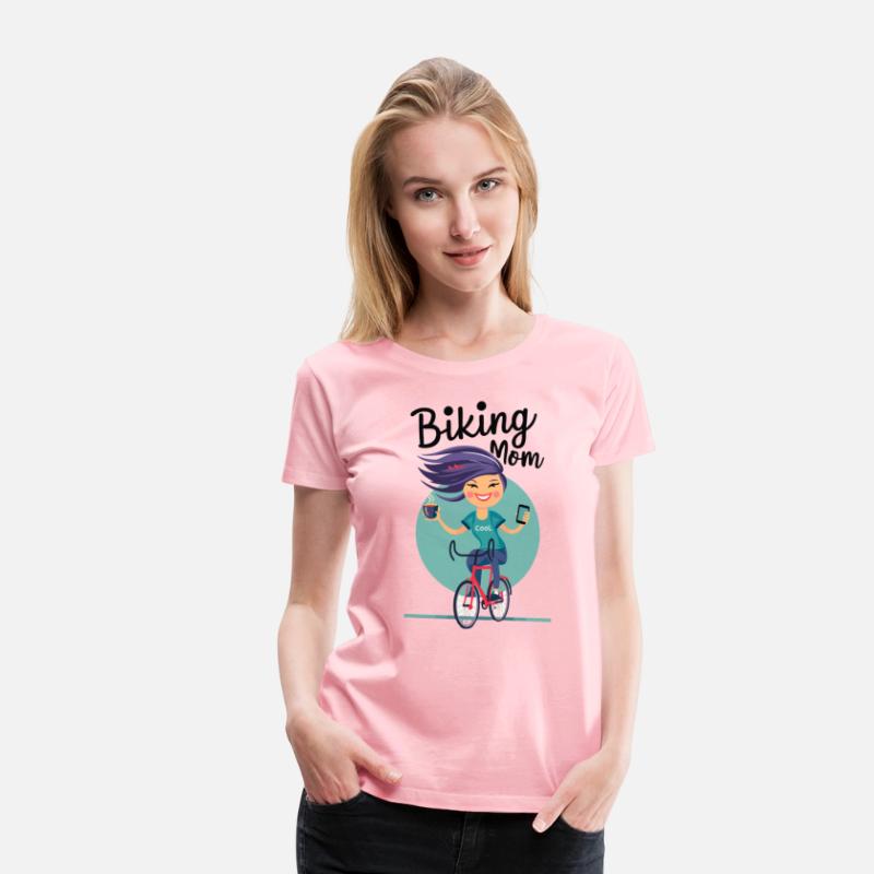 Biking MOM on bicycle - Mother's Day