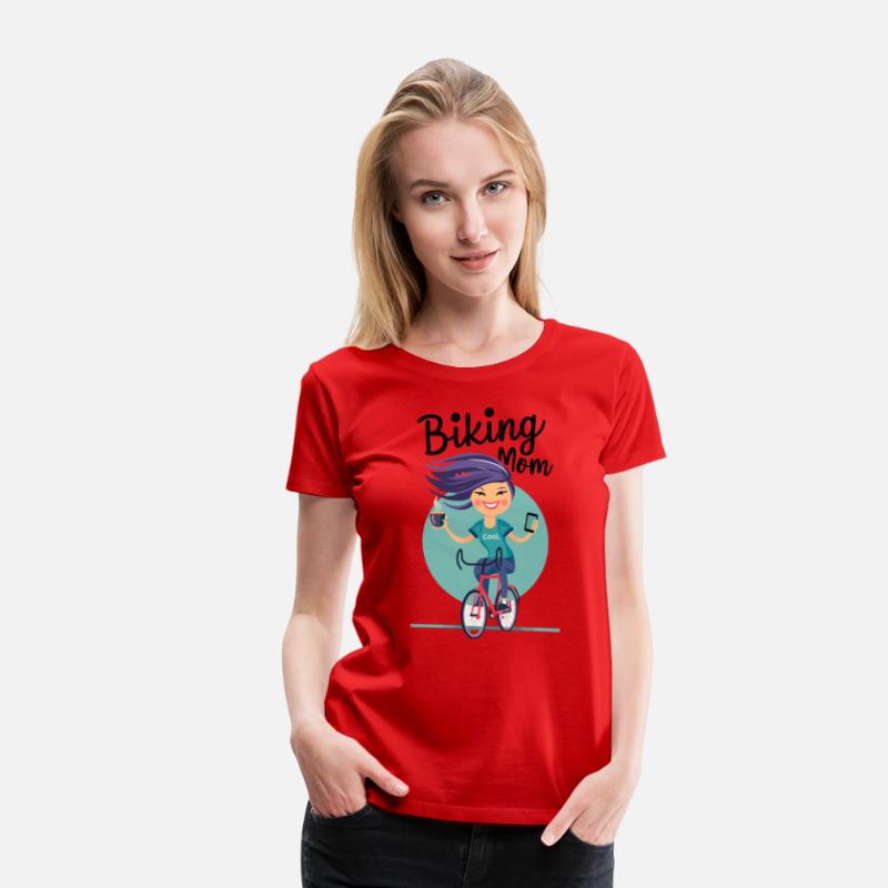 Biking MOM on bicycle - Mother's Day