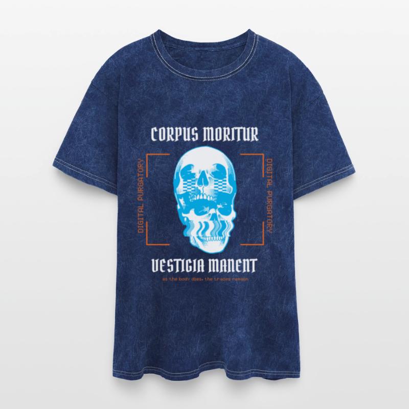 Blue Skull with Digital Art Elements