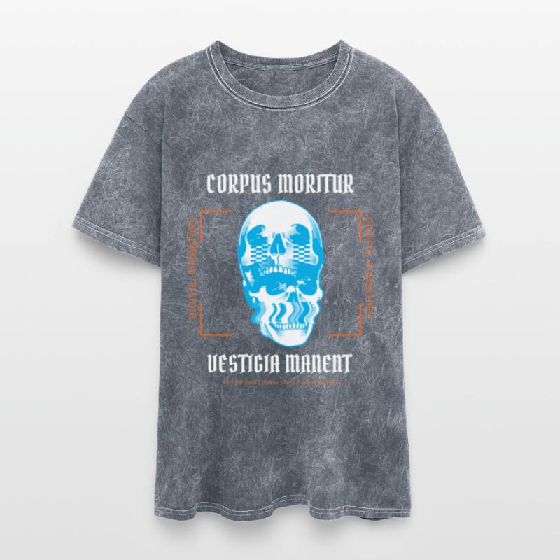 Blue Skull with Digital Art Elements