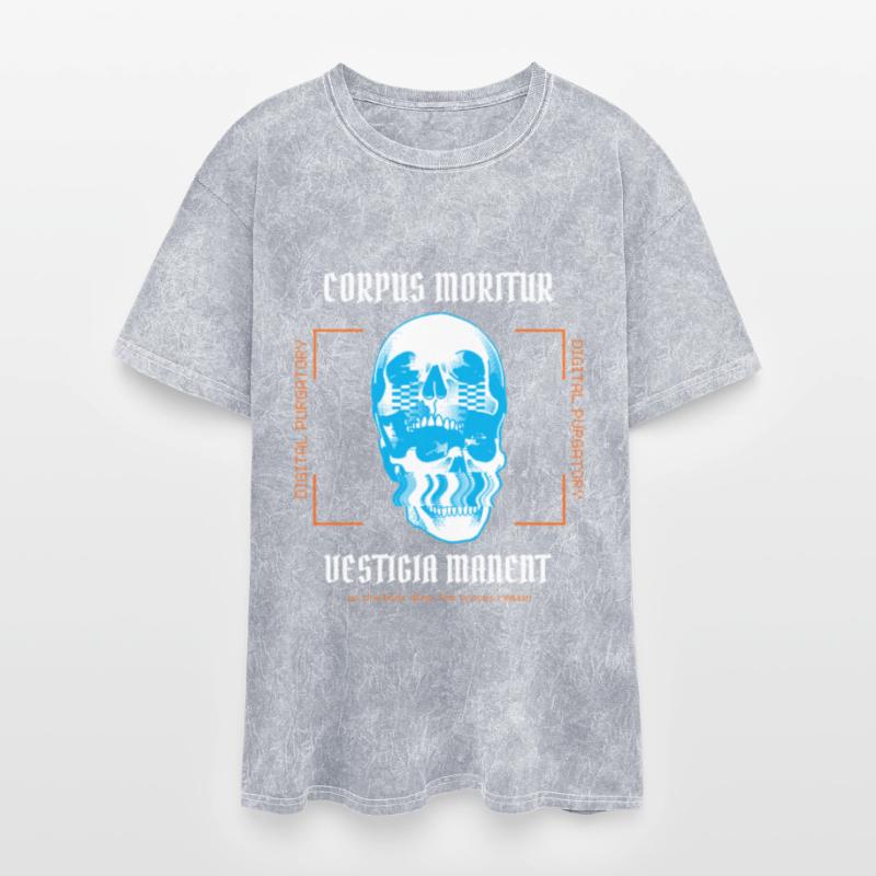 Blue Skull with Digital Art Elements