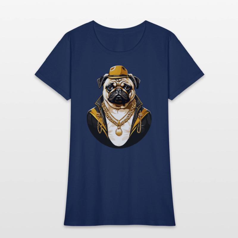 Brutal pug gangster with gold chain T shirt design