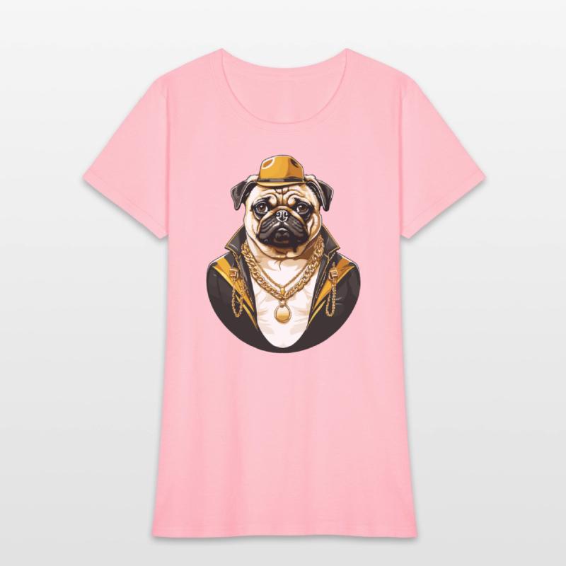 Brutal pug gangster with gold chain T shirt design
