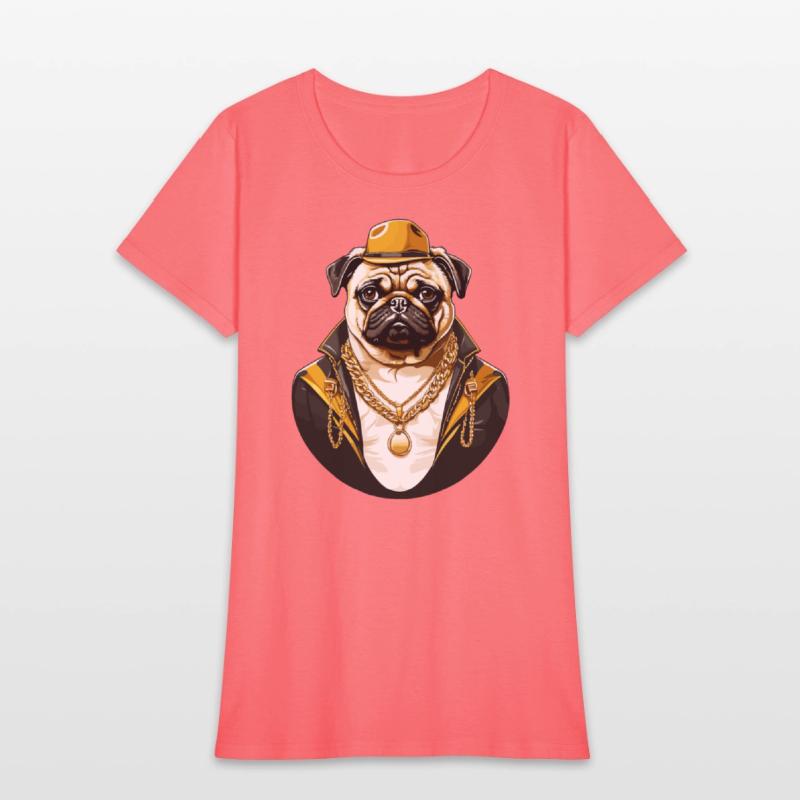 Brutal pug gangster with gold chain T shirt design