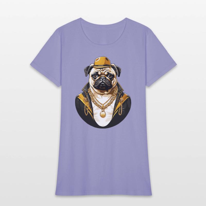 Brutal pug gangster with gold chain T shirt design