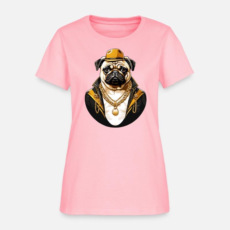 Brutal pug gangster with gold chain T shirt design