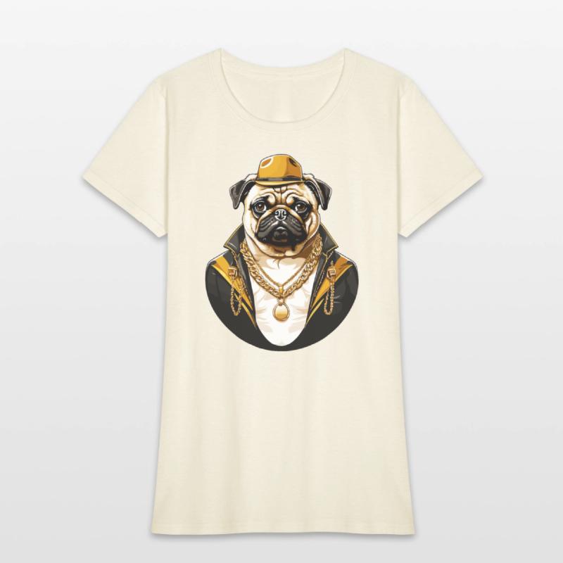 Brutal pug gangster with gold chain T shirt design