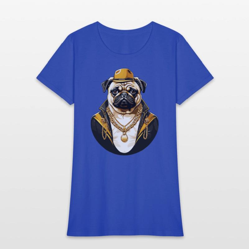 Brutal pug gangster with gold chain T shirt design
