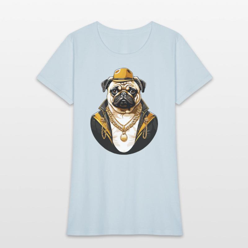 Brutal pug gangster with gold chain T shirt design