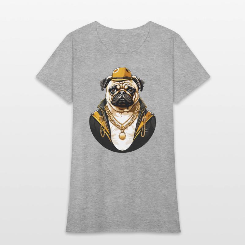 Brutal pug gangster with gold chain T shirt design