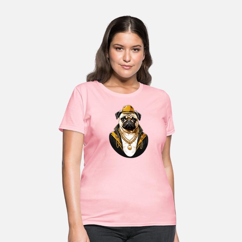 Brutal pug gangster with gold chain T shirt design