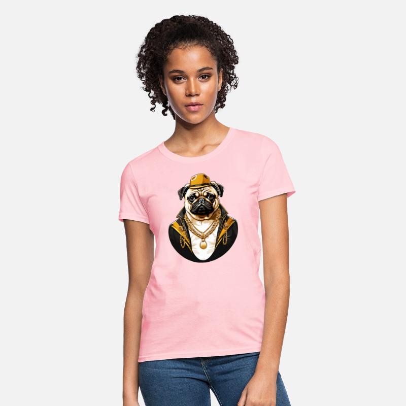 Brutal pug gangster with gold chain T shirt design