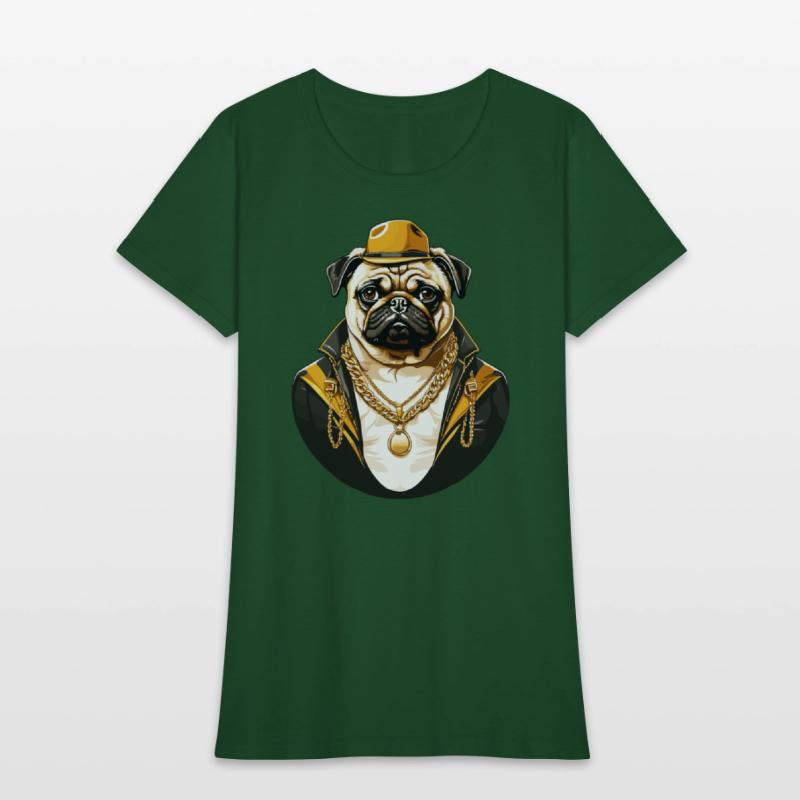 Brutal pug gangster with gold chain T shirt design