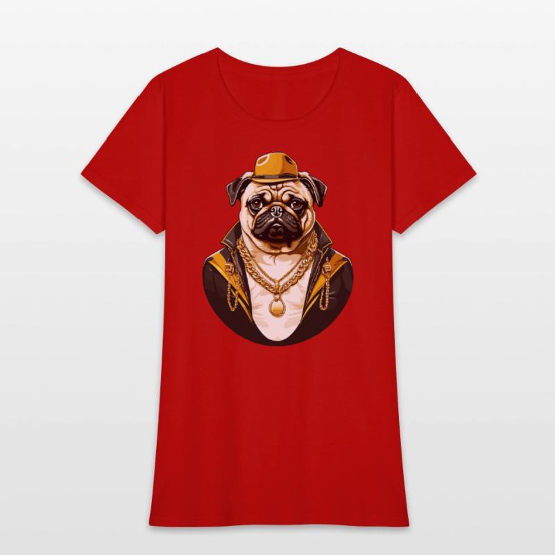 Brutal pug gangster with gold chain T shirt design