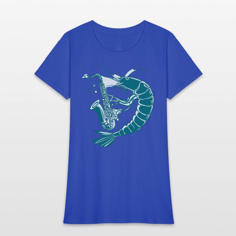 Cartoon Shrimp Playing Saxophone