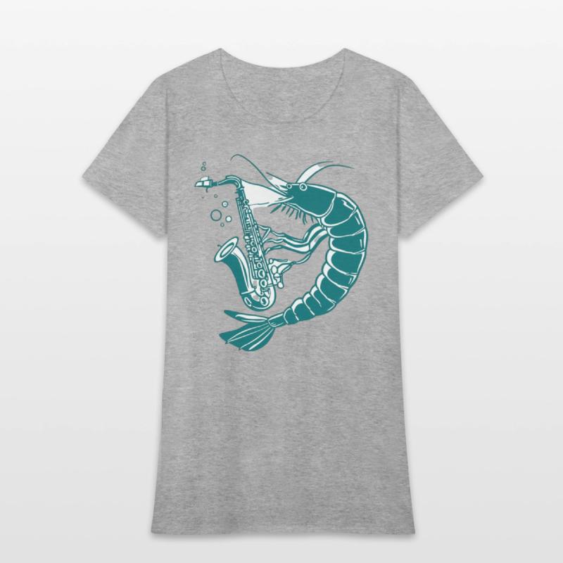 Cartoon Shrimp Playing Saxophone