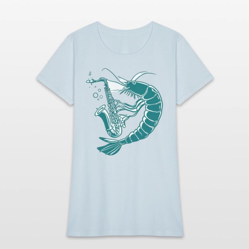 Cartoon Shrimp Playing Saxophone