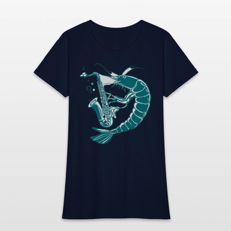 Cartoon Shrimp Playing Saxophone