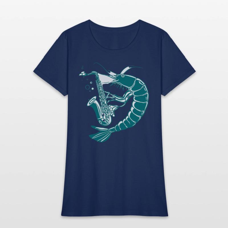 Cartoon Shrimp Playing Saxophone