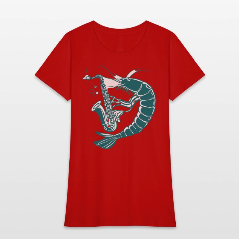 Cartoon Shrimp Playing Saxophone