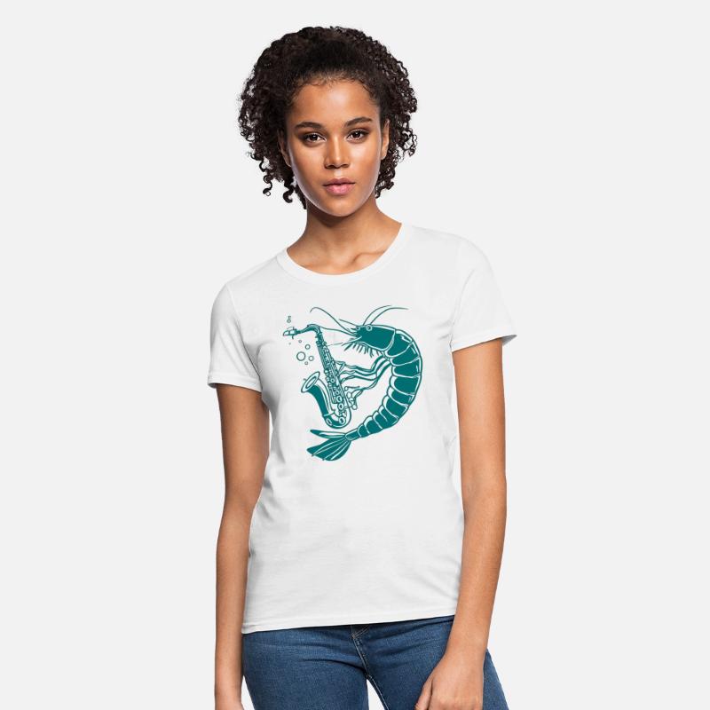 Cartoon Shrimp Playing Saxophone