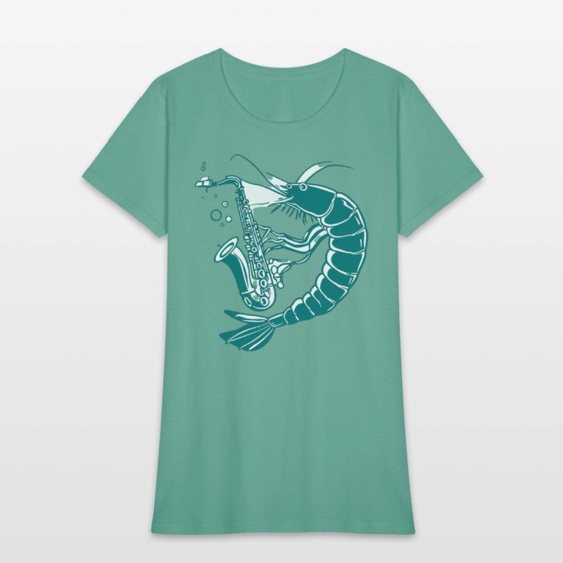 Cartoon Shrimp Playing Saxophone