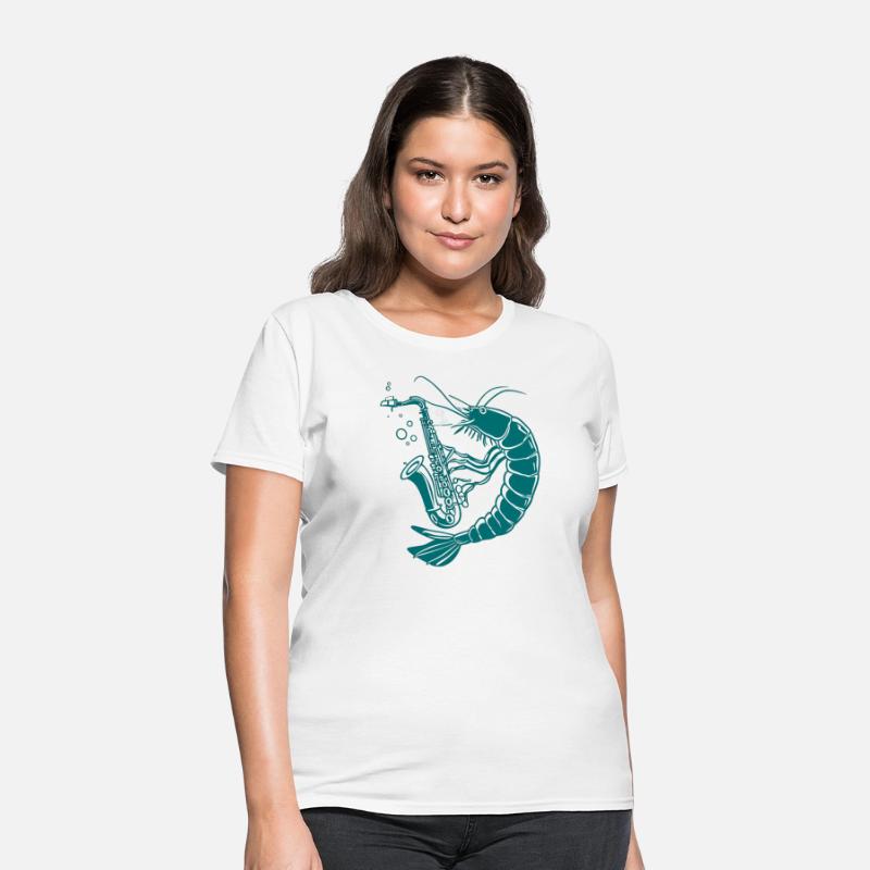 Cartoon Shrimp Playing Saxophone