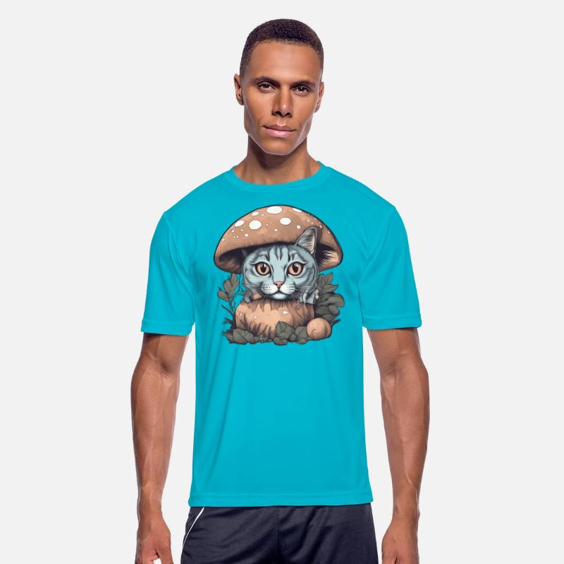 Cat Basking in Sunlight Under a Mushroom