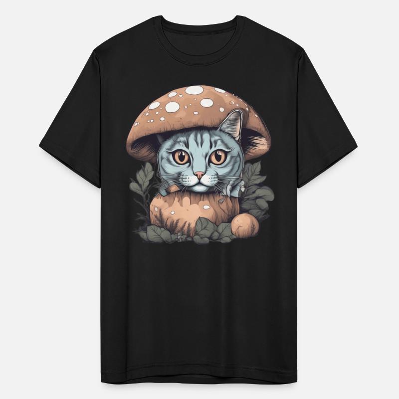 Cat Basking in Sunlight Under a Mushroom