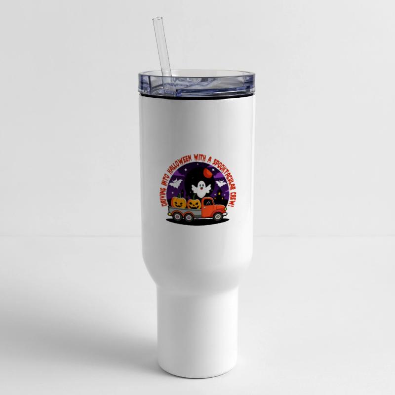 Cheerful Ghost in Truck: Cheerful Halloween Design