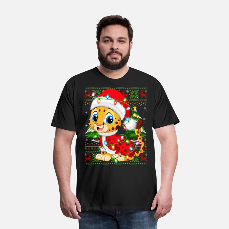 Cheetah Santa Hat Ugly Christmas Tree Lights