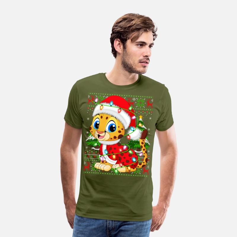 Cheetah Santa Hat Ugly Christmas Tree Lights