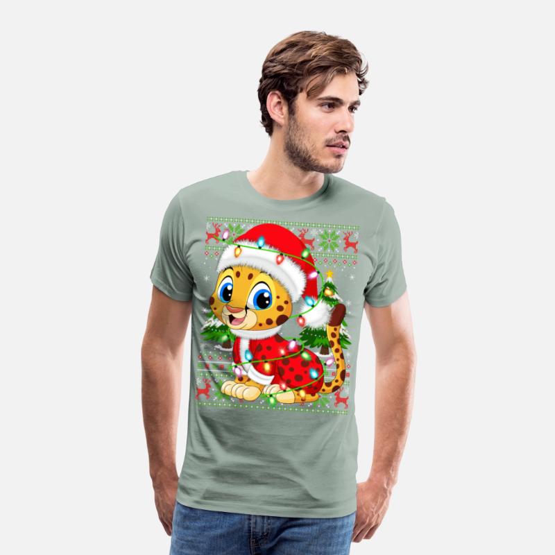 Cheetah Santa Hat Ugly Christmas Tree Lights