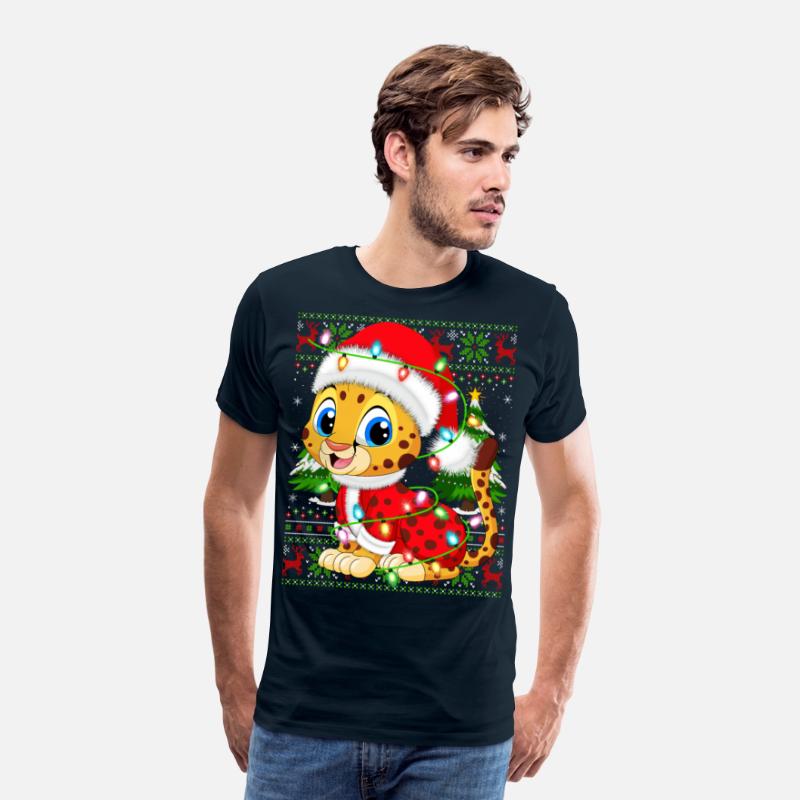 Cheetah Santa Hat Ugly Christmas Tree Lights