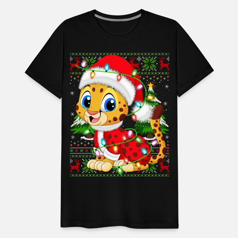 Cheetah Santa Hat Ugly Christmas Tree Lights