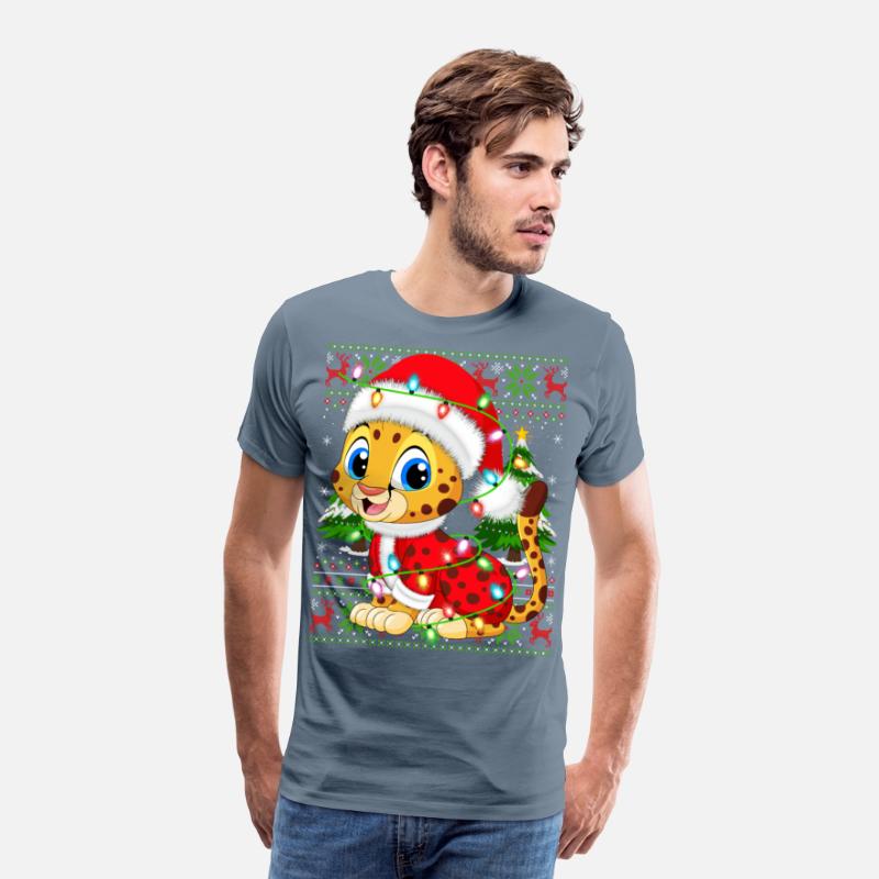 Cheetah Santa Hat Ugly Christmas Tree Lights