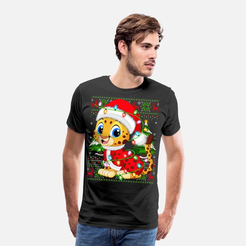 Cheetah Santa Hat Ugly Christmas Tree Lights