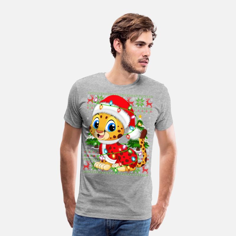 Cheetah Santa Hat Ugly Christmas Tree Lights