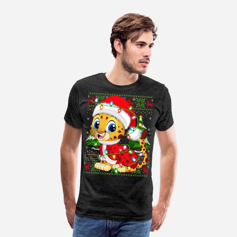 Cheetah Santa Hat Ugly Christmas Tree Lights