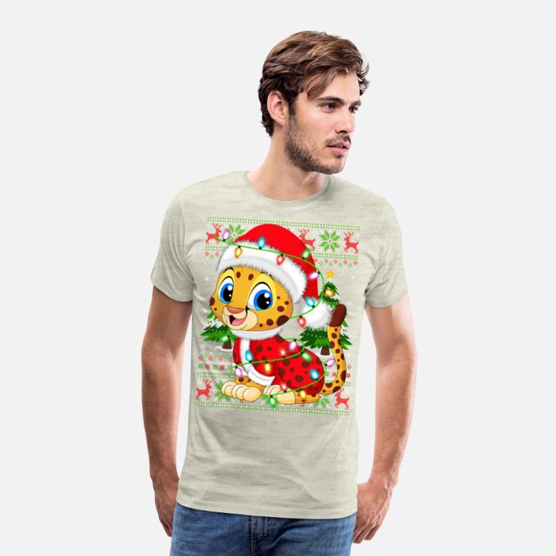 Cheetah Santa Hat Ugly Christmas Tree Lights