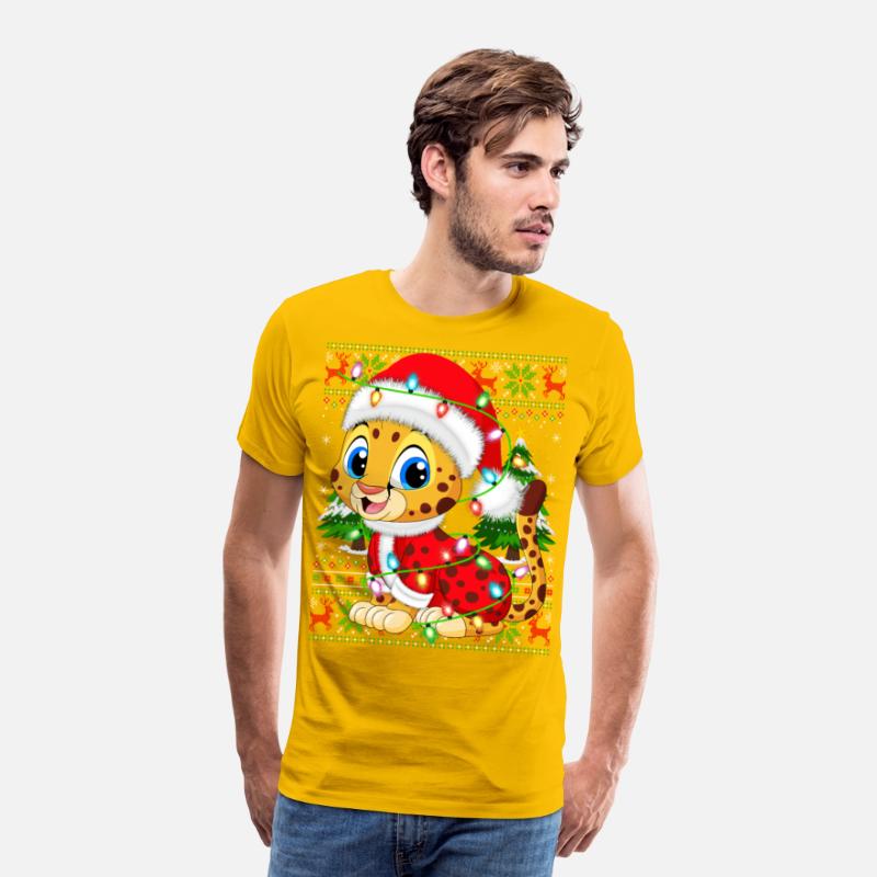 Cheetah Santa Hat Ugly Christmas Tree Lights